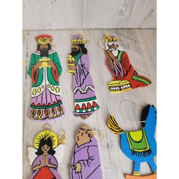 Wooden 3 kings angel tree horse solider star variety ornament‎ Xmas set - Picture 8 of 12